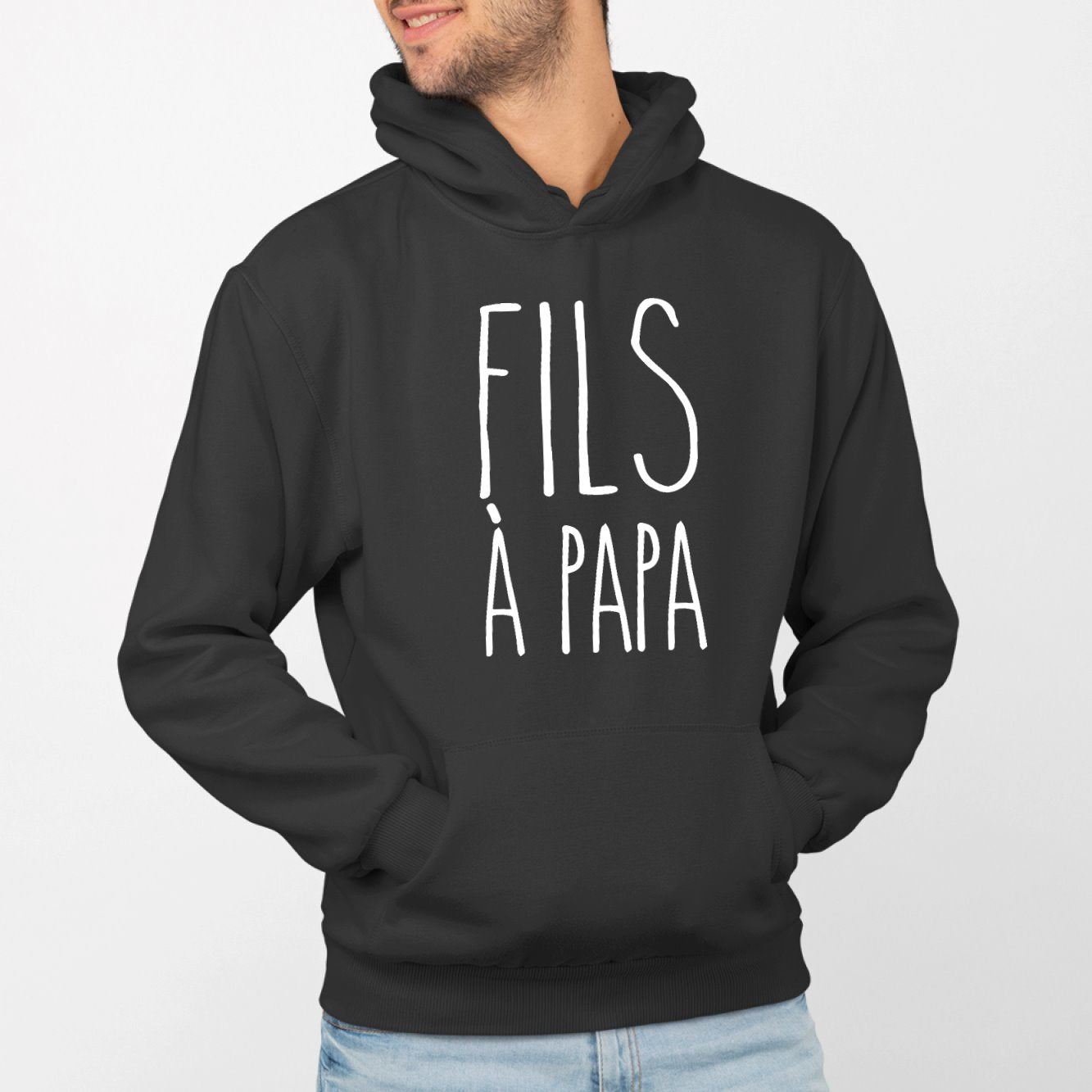 Sweat Capuche Adulte Fils à papa Noir