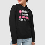 Sweat Capuche Adulte Fraîche comme le rosé de la veille Noir