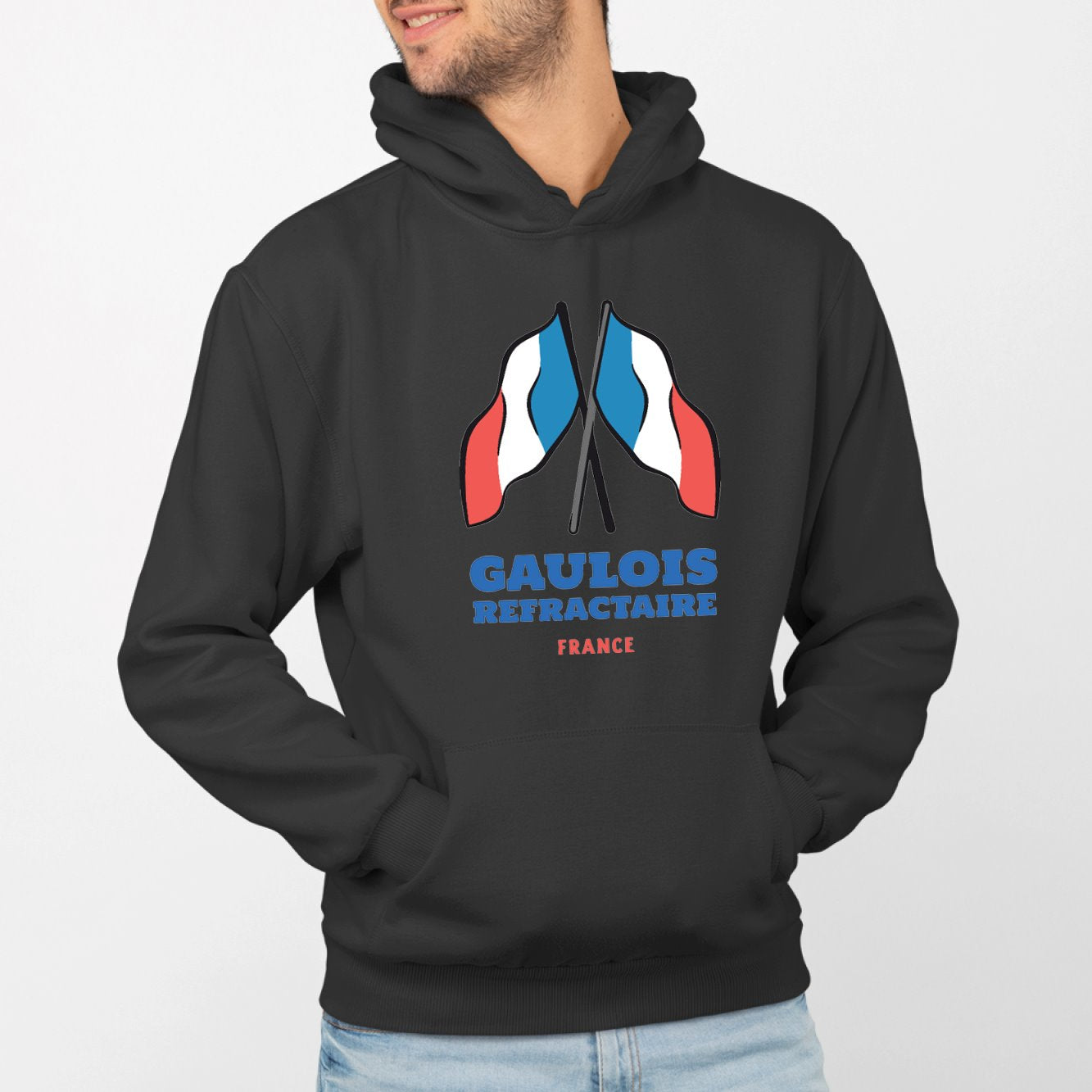 Sweat Capuche Adulte Gaulois réfractaire Noir