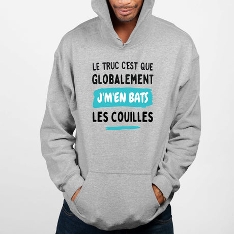 Sweat Capuche Adulte Globalement j'm'en bats les couilles Gris