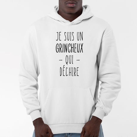 Sweat Capuche Adulte Grincheux qui déchire Blanc