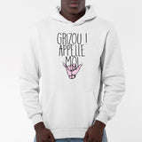 Sweat Capuche Adulte Grizou appelle moi Blanc