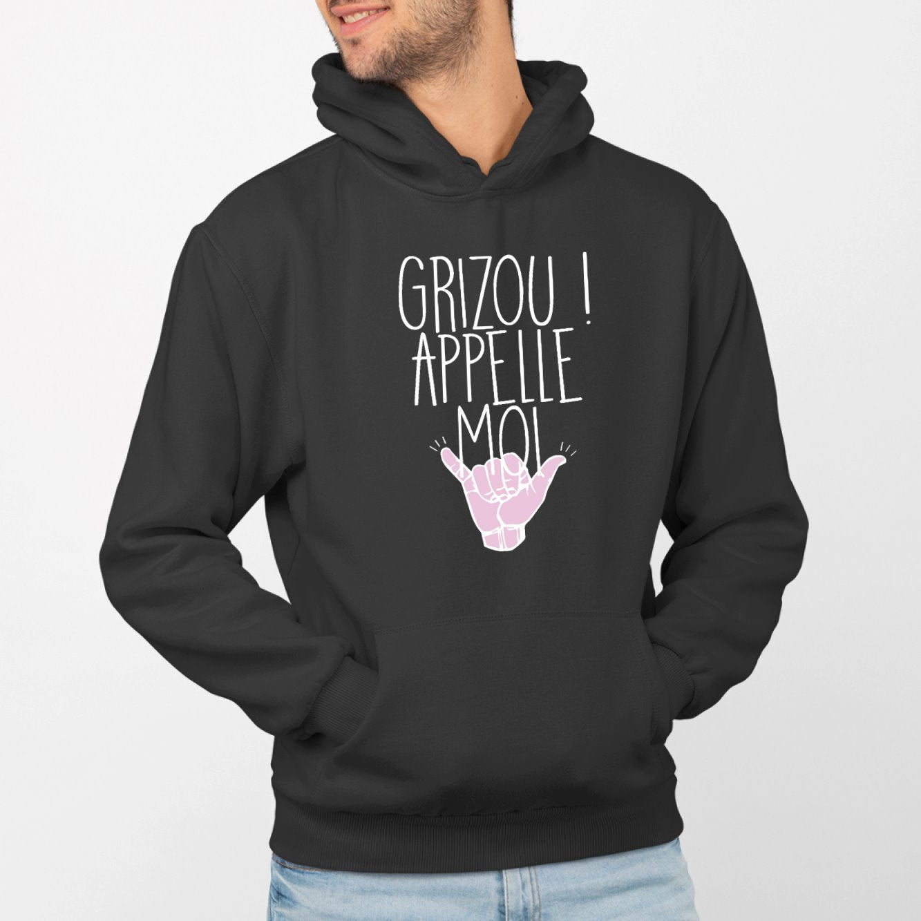 Sweat Capuche Adulte Grizou appelle moi Noir