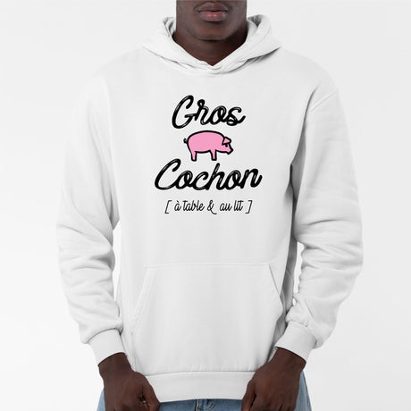 Sweat Capuche Adulte Gros cochon Blanc