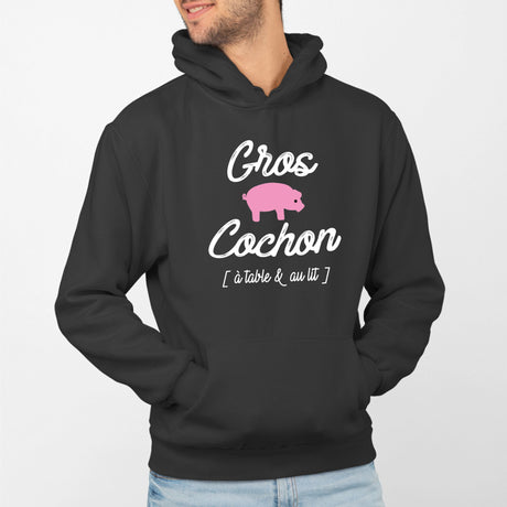 Sweat Capuche Adulte Gros cochon Noir