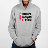 Sweat Capuche Adulte Groupe sanguin Apéro Gris