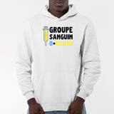 Sweat Capuche Adulte Groupe sanguin O + Ricard Blanc