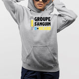 Sweat Capuche Adulte Groupe sanguin O + Ricard Gris