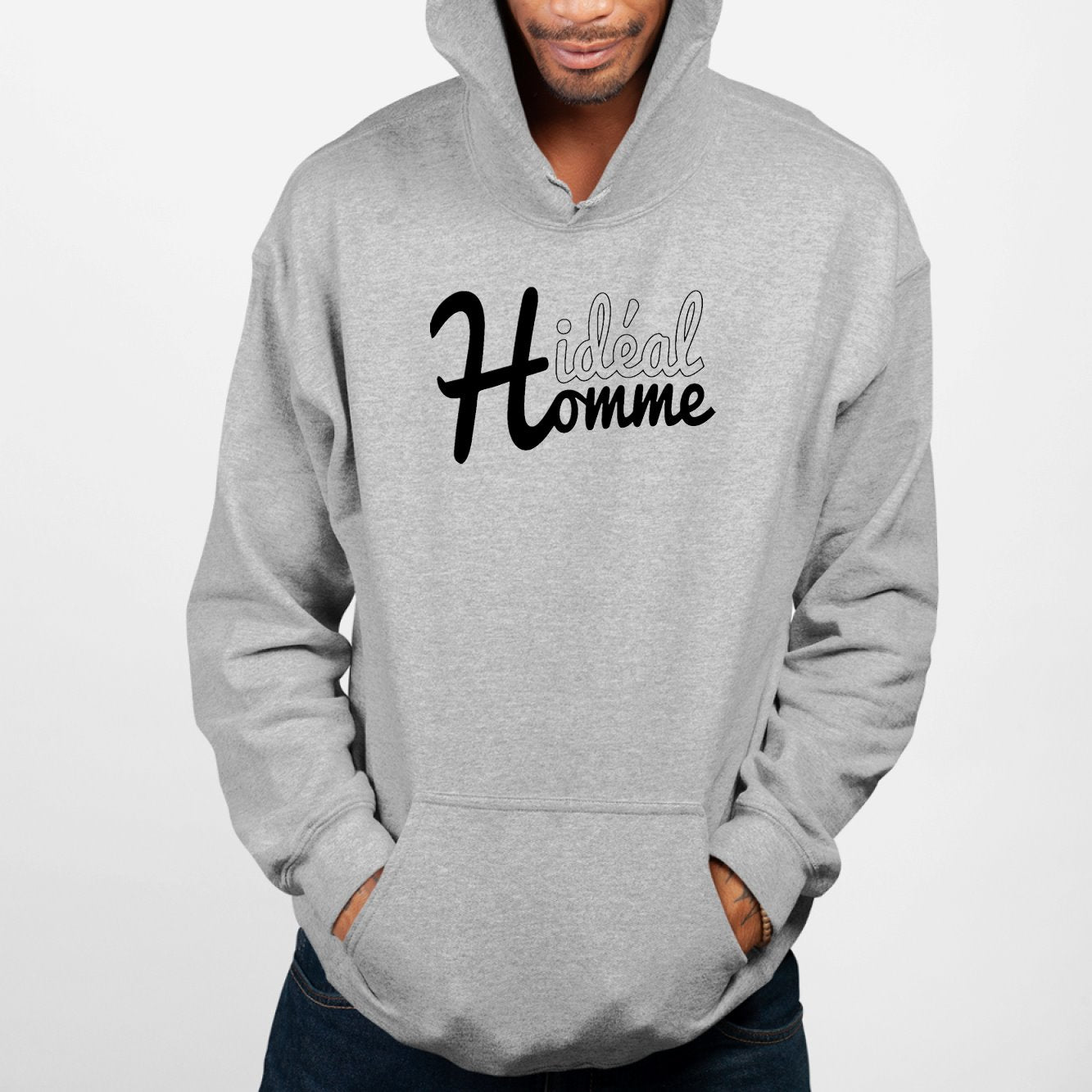 Sweat Capuche Adulte Homme idéal Gris