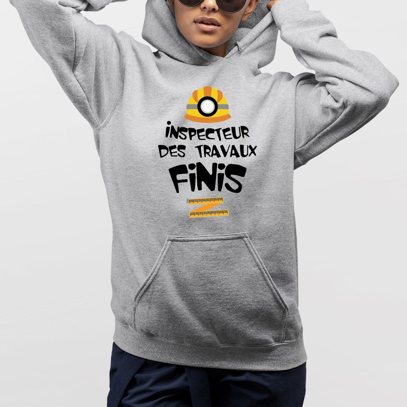 Sweat Capuche Adulte Inspecteur des travaux finis Gris