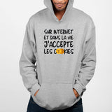 Sweat Capuche Adulte J'accepte les cookies Gris