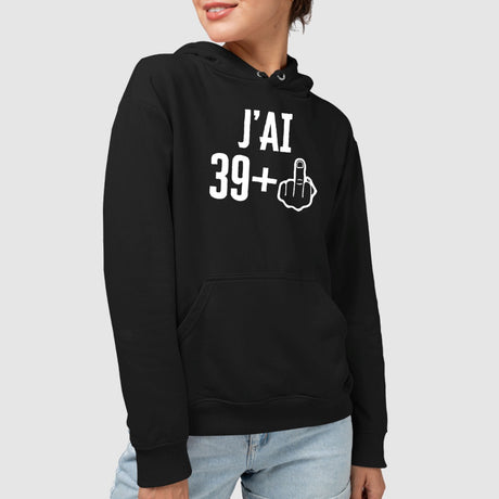 Sweat Capuche Adulte J'ai 40 ans 39 + 1 Noir