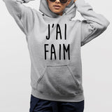 Sweat Capuche Adulte J'ai faim Gris