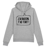 Sweat Capuche Adulte J'ai raison, t'as tort 