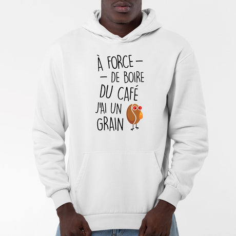 Sweat Capuche Adulte J'ai un grain de café Blanc