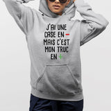 Sweat Capuche Adulte J'ai une case en moins Gris