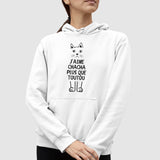 Sweat Capuche Adulte J'aime chacha plus que toutou Blanc