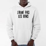 Sweat Capuche Adulte J'aime pas les gens Blanc