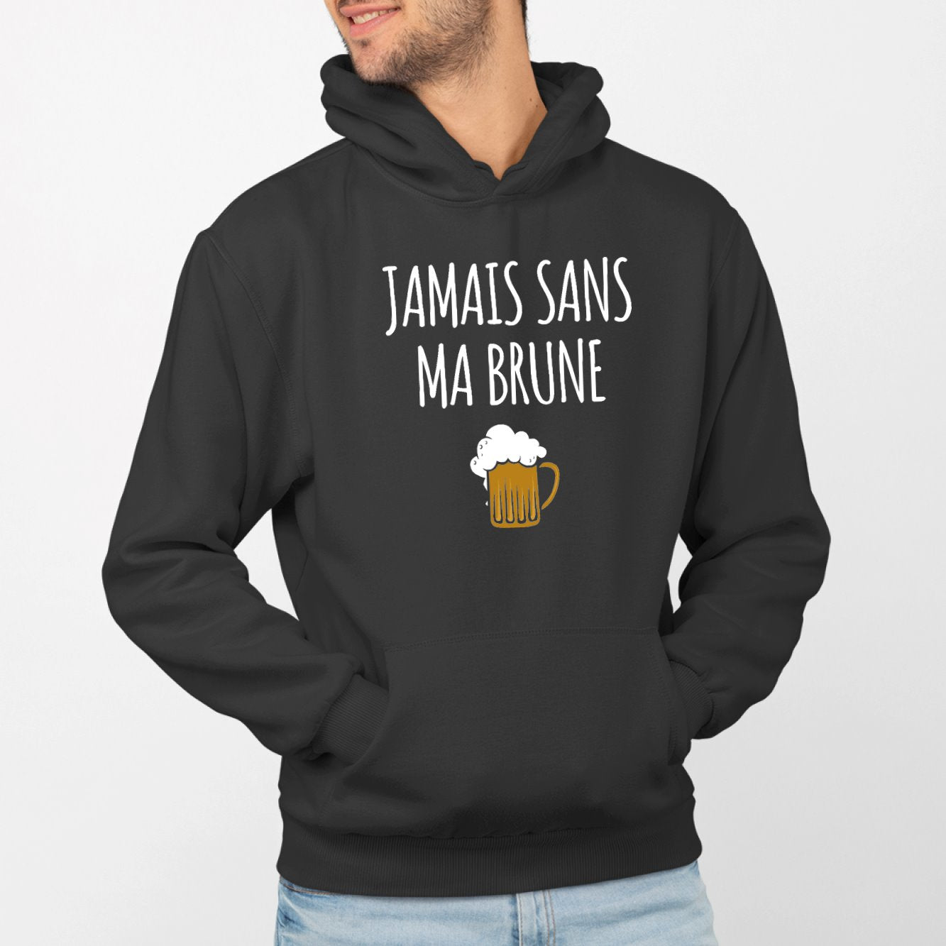 Sweat Capuche Adulte Jamais sans ma brune Noir