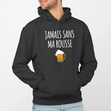 Sweat Capuche Adulte Jamais sans ma rousse Noir