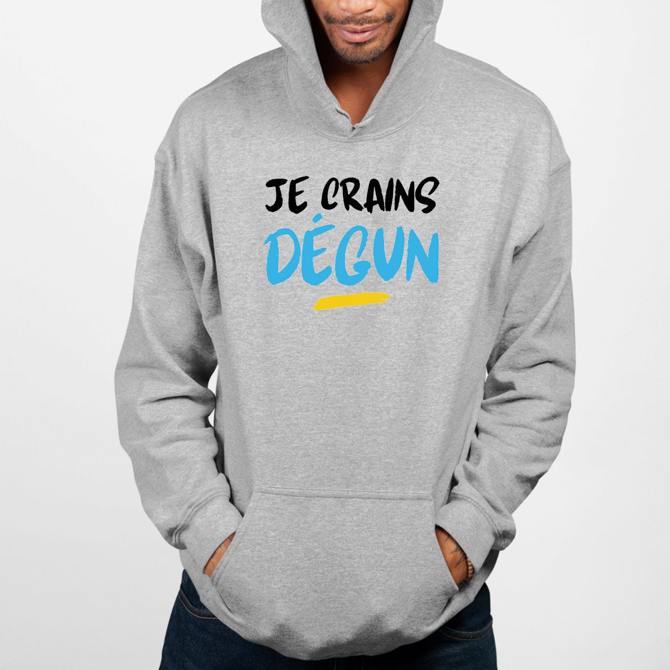 Sweat Capuche Adulte Je crains dégun Gris