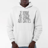 Sweat Capuche Adulte Je donne ma langue aux chattes Blanc