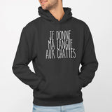 Sweat Capuche Adulte Je donne ma langue aux chattes Noir