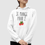 Sweat Capuche Adulte Je mange pour 2 Blanc