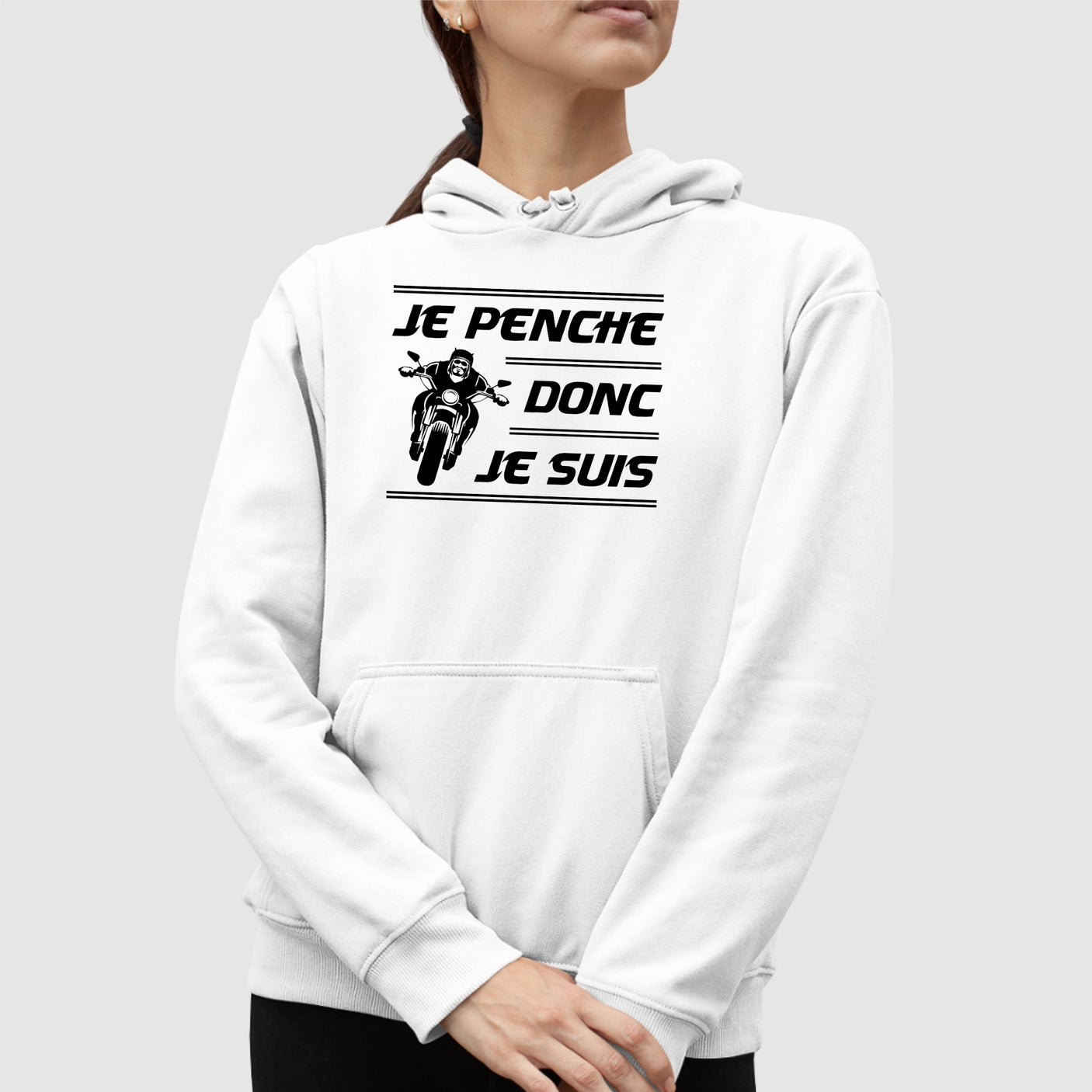 Sweat Capuche Adulte Je penche donc je suis Blanc