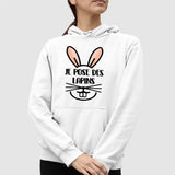 Sweat Capuche Adulte Je pose des lapins Blanc