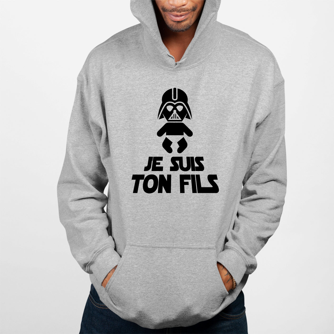 Sweat Capuche Adulte Je suis ton fils Gris