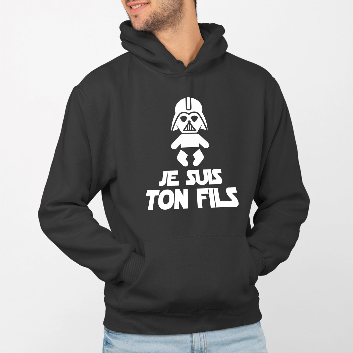 Sweat Capuche Adulte Je suis ton fils Noir