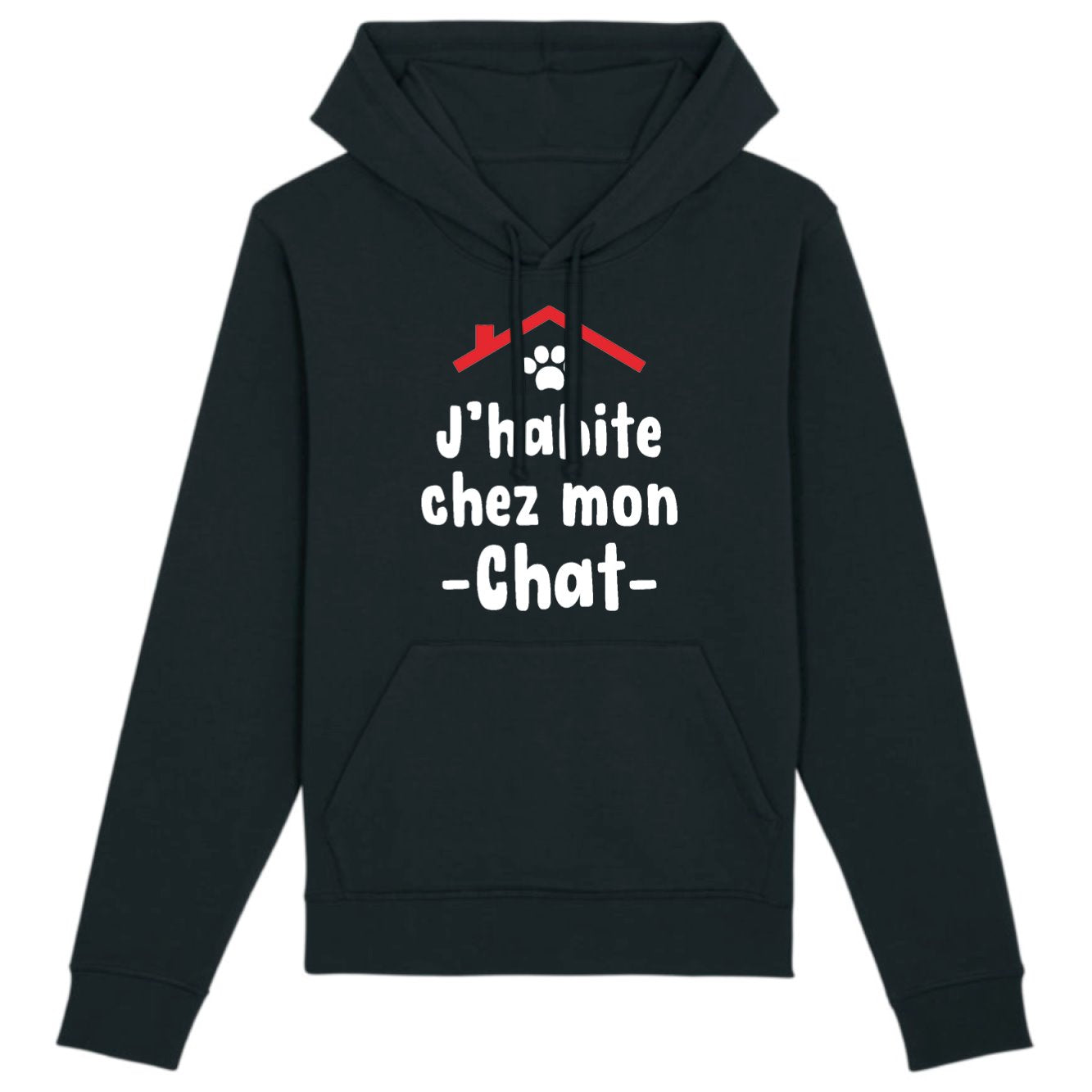 Sweat Capuche Adulte J'habite chez mon chat 