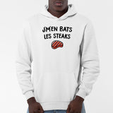 Sweat Capuche Adulte J'm'en bats les steaks Blanc