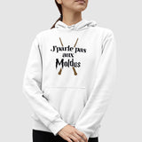 Sweat Capuche Adulte J'parle pas aux Moldus Blanc