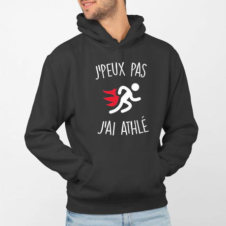 Sweat Capuche Adulte J'peux pas j'ai athlé Noir