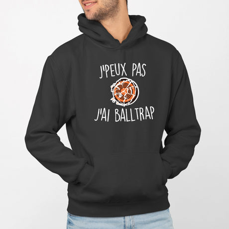 Sweat Capuche Adulte J'peux pas j'ai ball-trap Noir