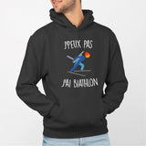 Sweat Capuche Adulte J'peux pas j'ai biathlon Noir