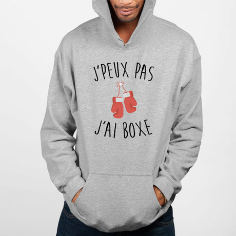 Sweat Capuche Adulte J'peux pas j'ai boxe Gris