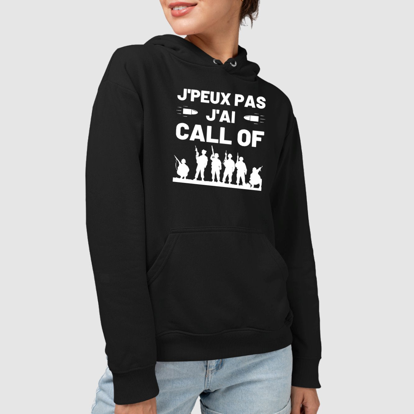 Sweat Capuche Adulte J'peux pas j'ai call of Noir