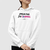 Sweat Capuche Adulte J'peux pas j'ai camping Blanc