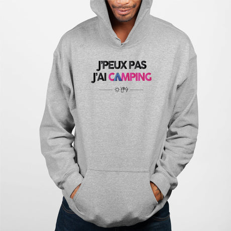 Sweat Capuche Adulte J'peux pas j'ai camping Gris