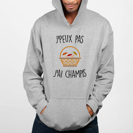 Sweat Capuche Adulte J'peux pas j'ai champignons Gris