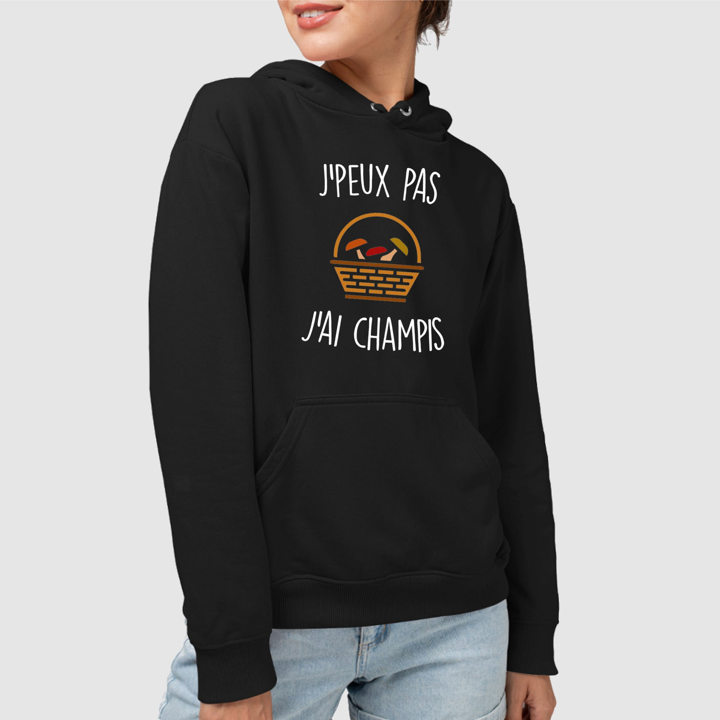 Sweat Capuche Adulte J'peux pas j'ai champignons Noir