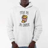 Sweat Capuche Adulte J'peux pas j'ai cinoche Blanc