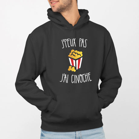 Sweat Capuche Adulte J'peux pas j'ai cinoche Noir