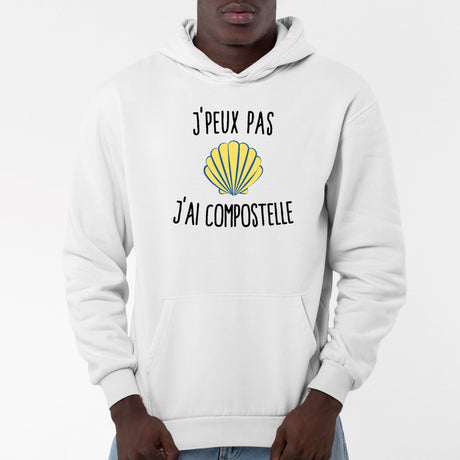 Sweat Capuche Adulte J'peux pas j'ai Compostelle Blanc