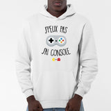 Sweat Capuche Adulte J'peux pas j'ai console Blanc