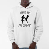 Sweat Capuche Adulte J'peux pas j'ai country Blanc