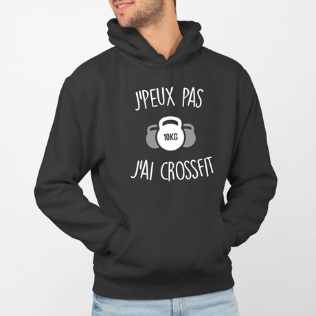 Sweat Capuche Adulte J'peux pas j'ai crossfit Noir